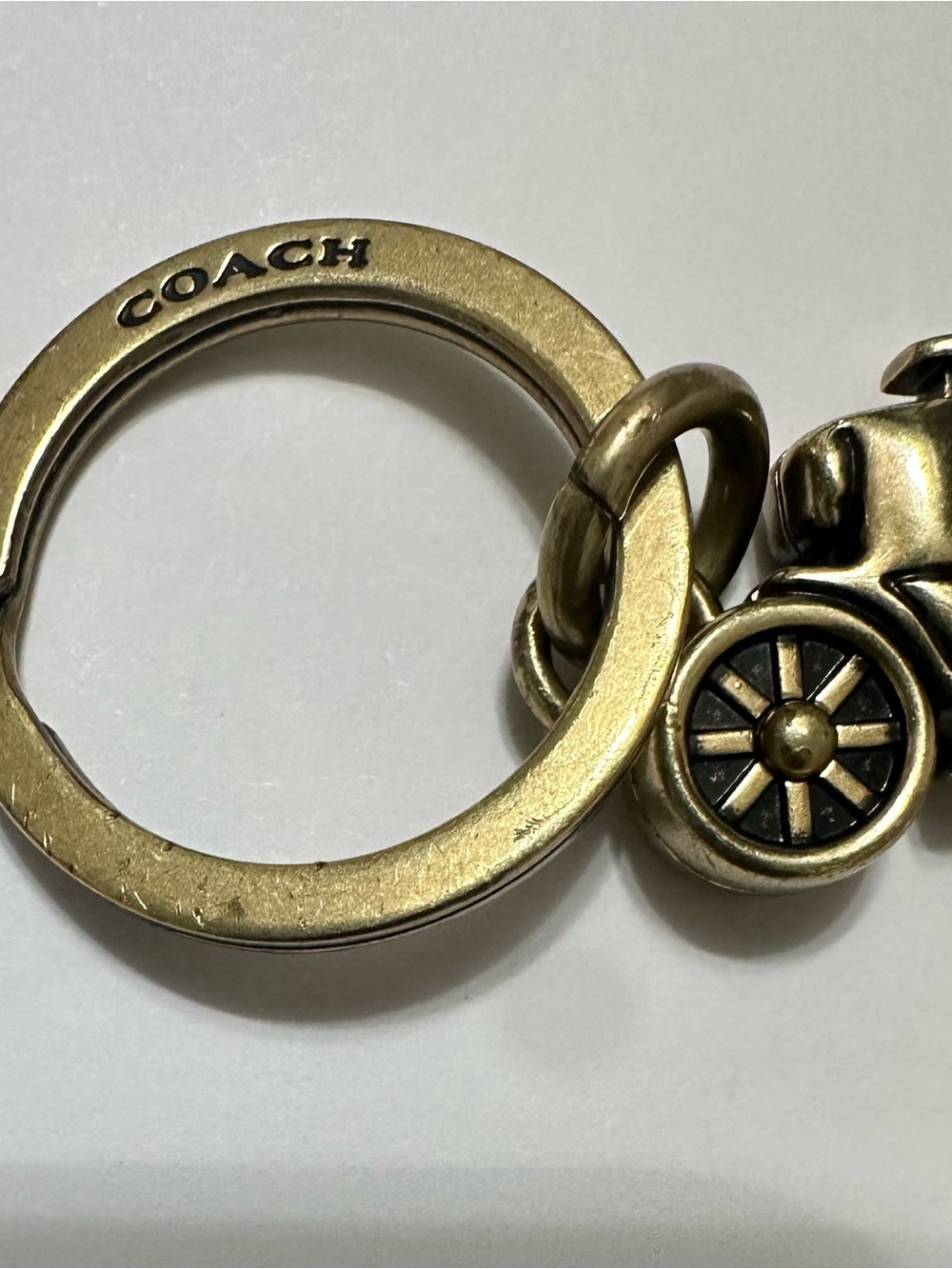 Coach Brass-Tone Horse & Carriage Valet Key Ring - Picture 4 of 6